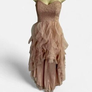 Teeze Me Strapless Lace & Tulle High-Low Gown Size 1/2 ✨